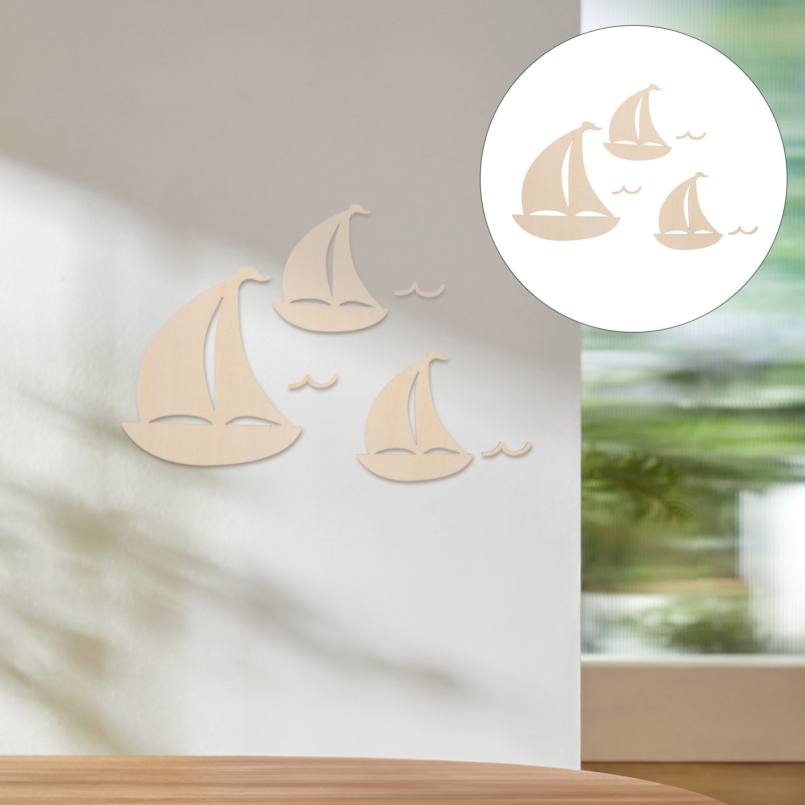 Art And Craft For Nursery - 6Pcs Dekorasi Perahu Layar Kayu untuk