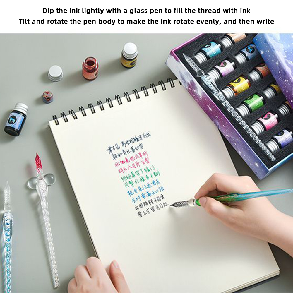 Calligraphy Pen Set - Kaligrafi kaca Set tinta pena celup
