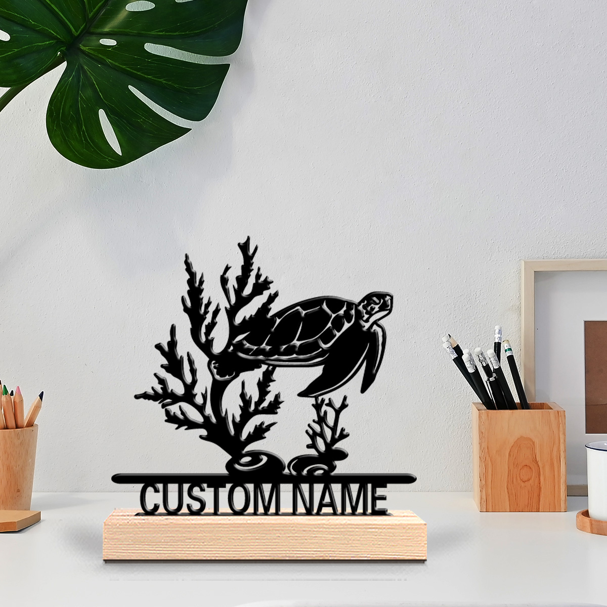 Art Craft Wood - 1pc Patung Logam Kura-kura Laut Abstrak