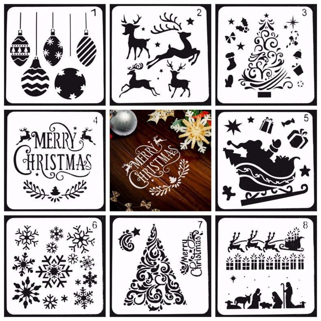Art And Craft Xmas Tree - 8/12/16 Buah Templat Lukisan Natal Stensil