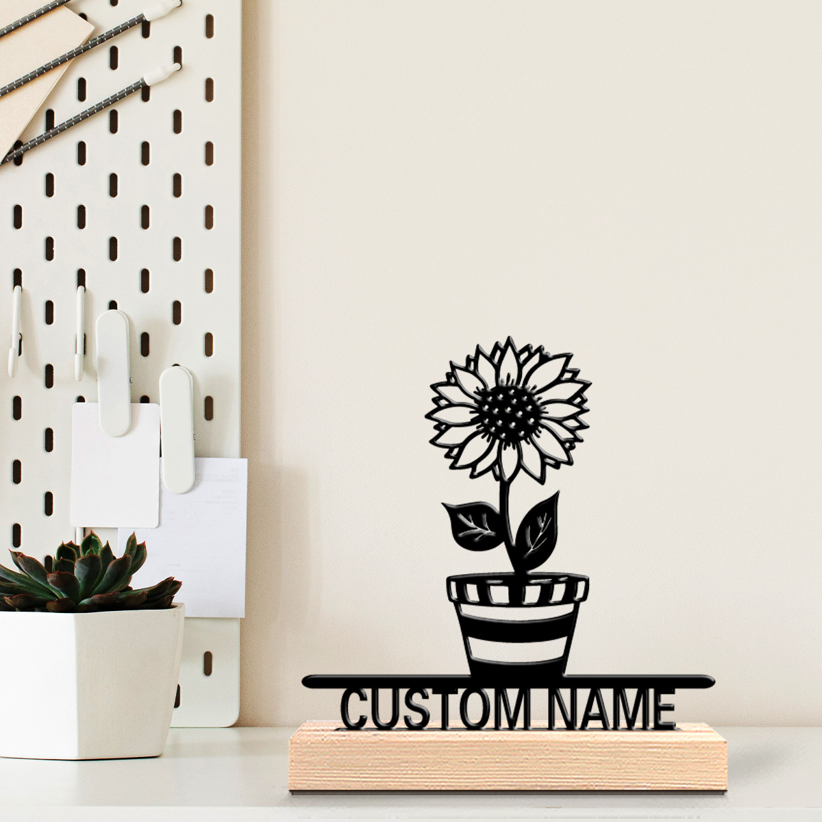Art Craft Wood - 1pc Patung Logam Nama Kustom Bunga
