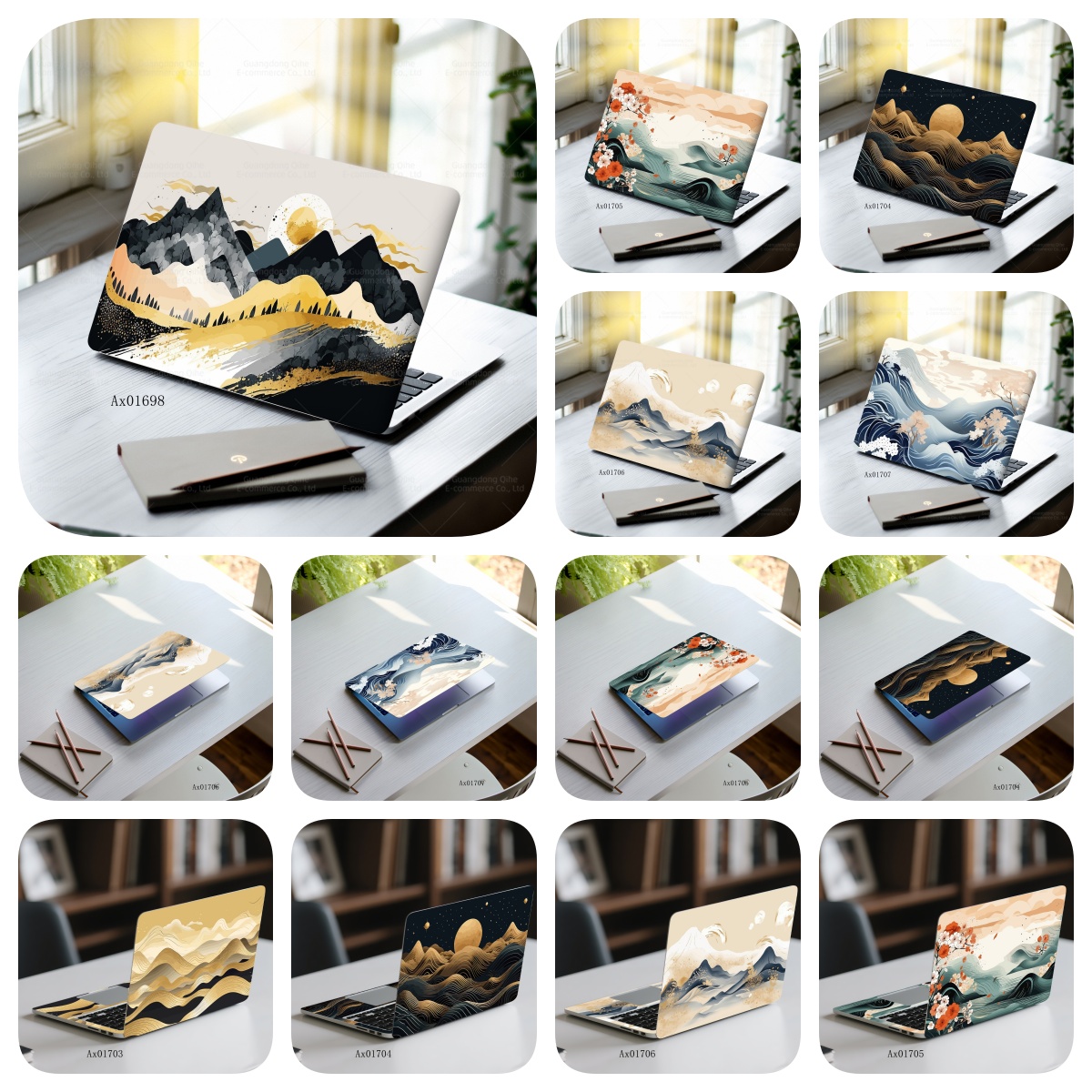 Art Craft Notebook - Stiker Laptop Minimalis Motif Gelombang Gunung