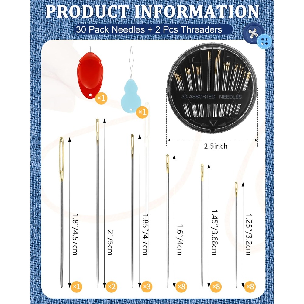 Art Craft Eyes - Set Jarum Jahit Tangan Baja 30
