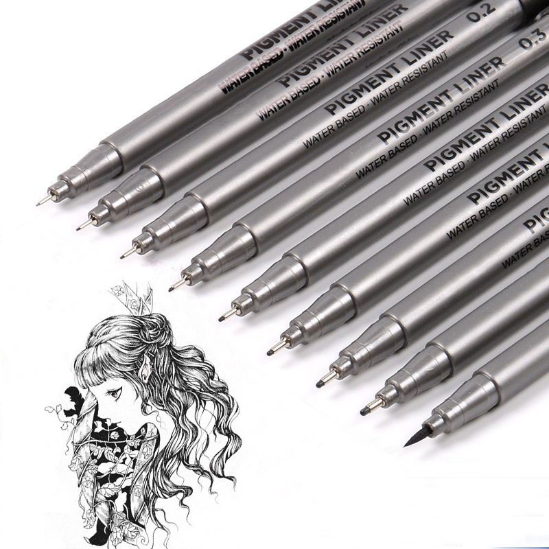 Calligraphy Pen Set - 9Pcs/set Pulpen Liner Micron Tinta Pigmen