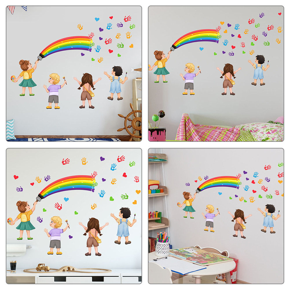 Art And Craft For Nursery - Dekorasi Dinding Pelangi DIY Stiker Dinding