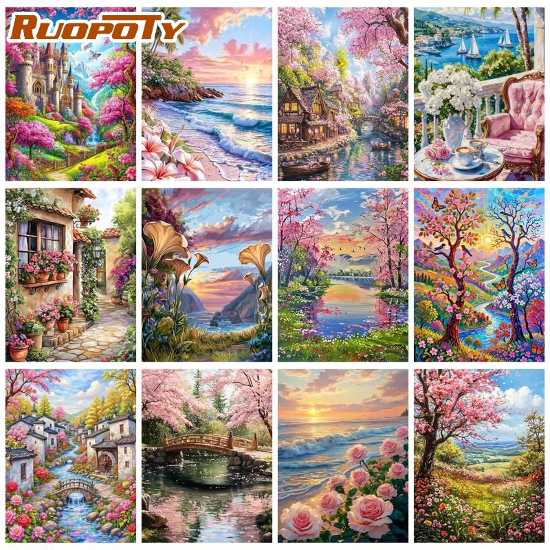 RUOPOTY Lukisan Pantai Sunset  - Art Craft Easy Ideas ulasan dan harga