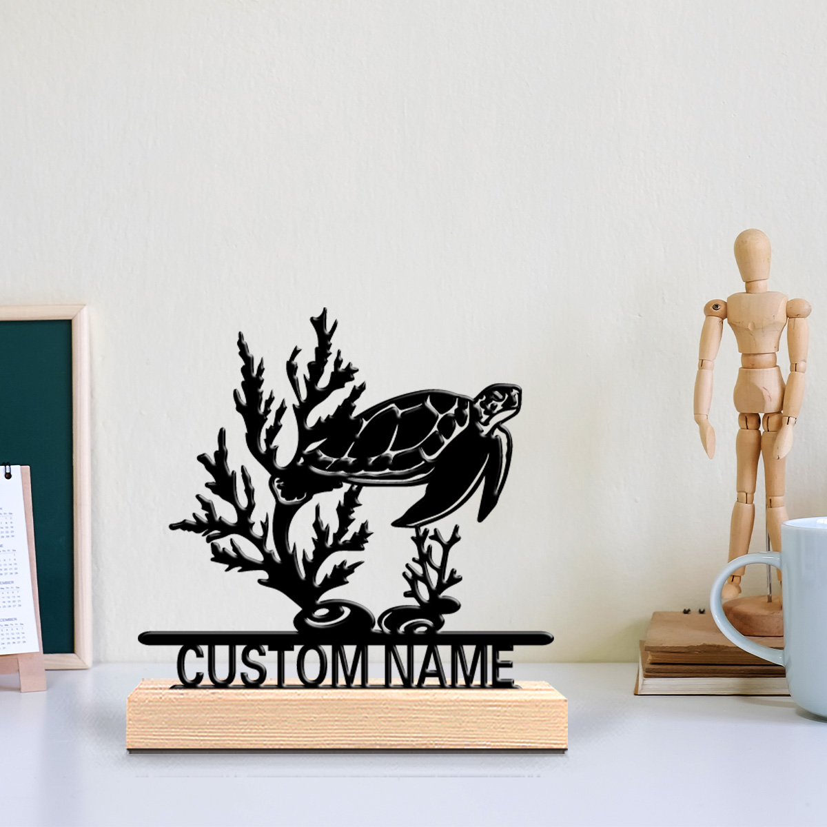 1pc Patung Logam Kura-kura Lau - Art Craft Wood ulasan dan harga