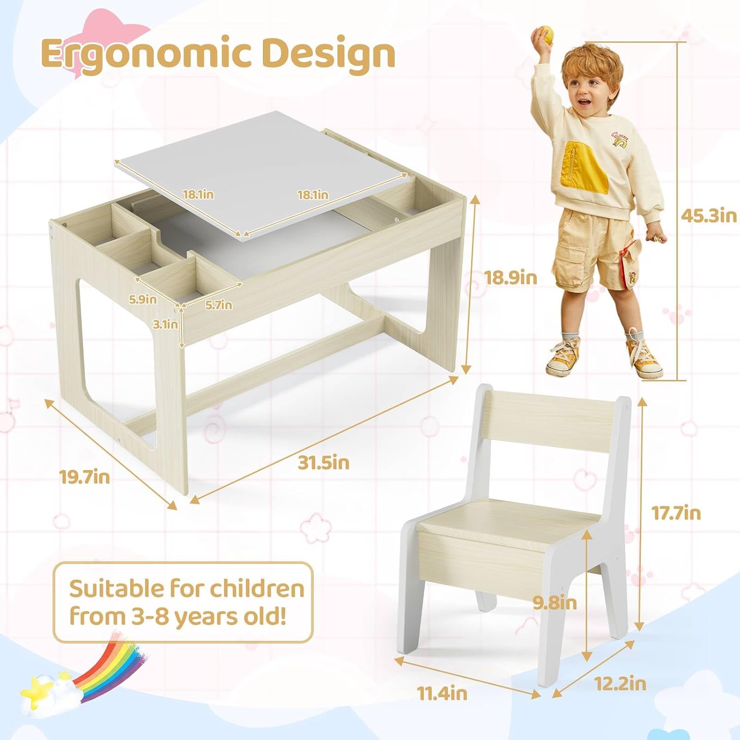 Set Meja dan Kursi Seni Anak 3 - Art And Craft For Nursery ulasan dan harga