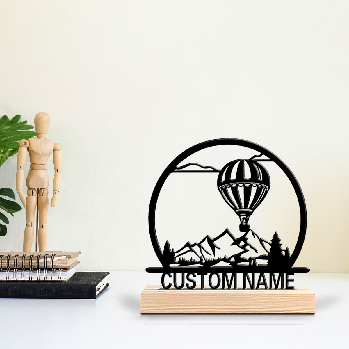1pc Balon Udara Panas Patung T - Art Craft Wood ulasan dan harga