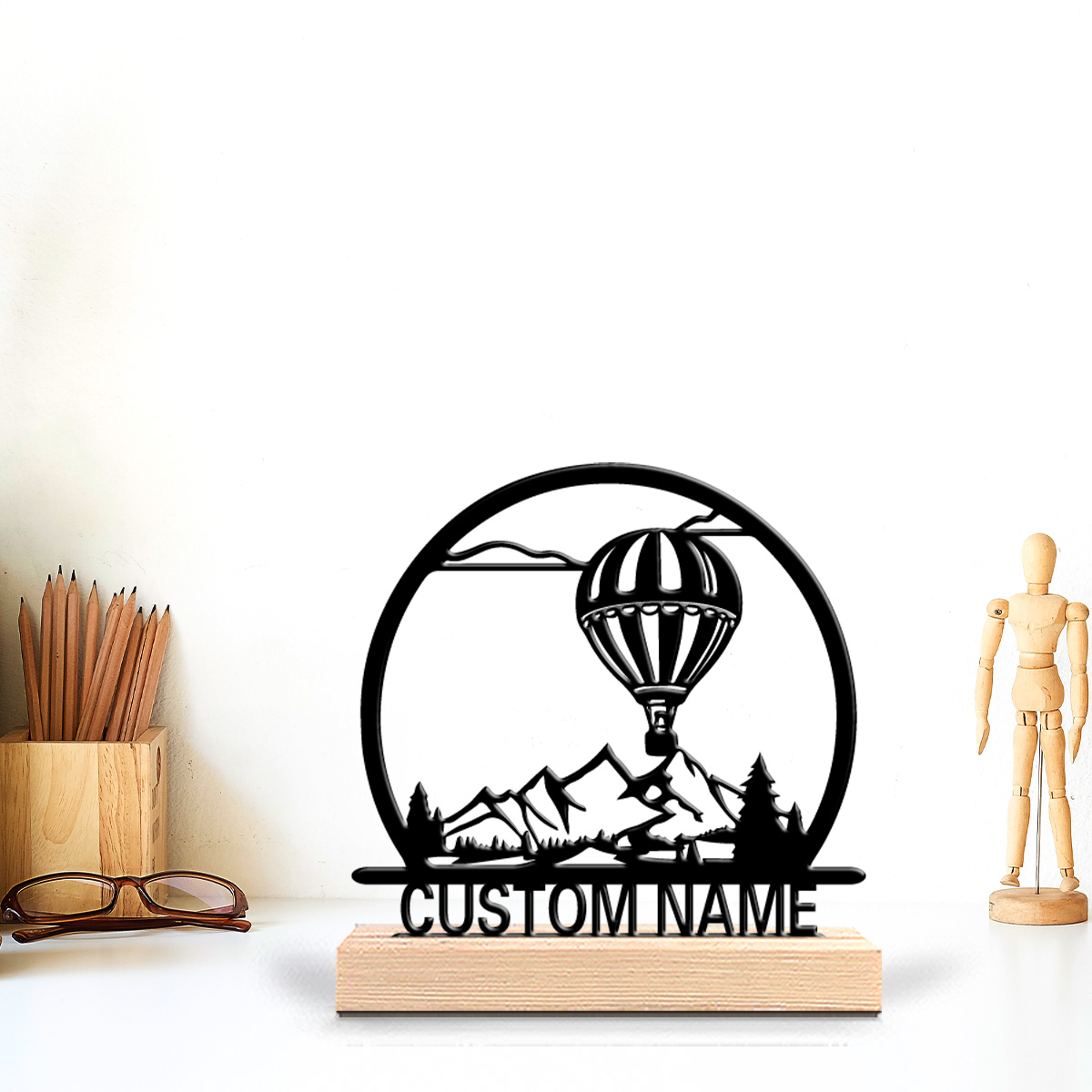 1pc Balon Udara Panas Patung T - Art Craft Wood ulasan dan harga