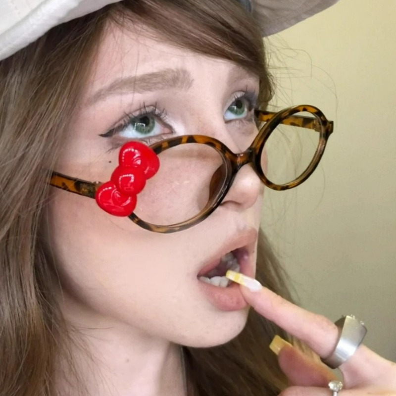 Y2K Kacamata Oval Busur Merah  - Art Craft Glasses ulasan dan harga