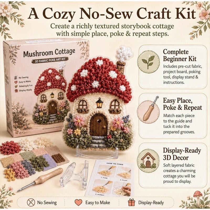 Kit Seni Poke Kain 3D Rumah Ja - Art Craft Display ulasan dan harga